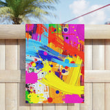 Abstract Neon Paint Brushstroke Beach Towel — Vibrant Color Splash Summer Towel