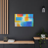 Abstract Color Field Matte Canvas Print — Vibrant Blue, Yellow & Red Stretched Wall Art