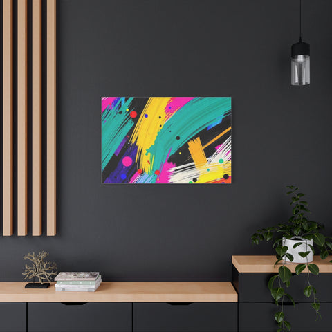 Abstract Neon Brushstroke Canvas Print — Colorful Modern Wall Art