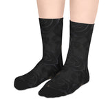 Black Rose Mid-Length Socks — Gothic Floral Crew Socks