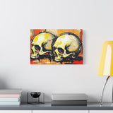 Skull Art Canvas Print – Colorful Graffiti Double Skulls Matte Stretched Wall Art