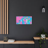 Neon Splash Abstract Canvas Print – Bright Pink & Aqua Modern Wall Art