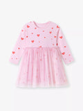 Children's Heart Print Tulle Dress