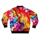 Colorful Abstract Marble Bomber Jacket — Men's Vibrant Swirl Print