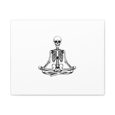 Yoga Skeleton Canvas Print — Meditating Skeleton Wall Art, Minimalist Gothic Home Decor