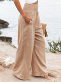 Smocked High Waisted Wide Leg Pants