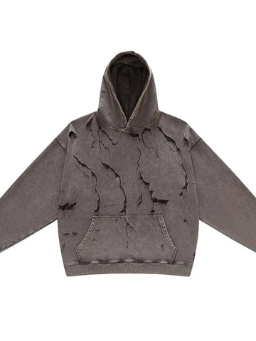 Men's Distressed Long Sleeve Hoodie