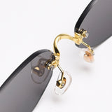Rimless Oval Sunglasses with Gold Frame