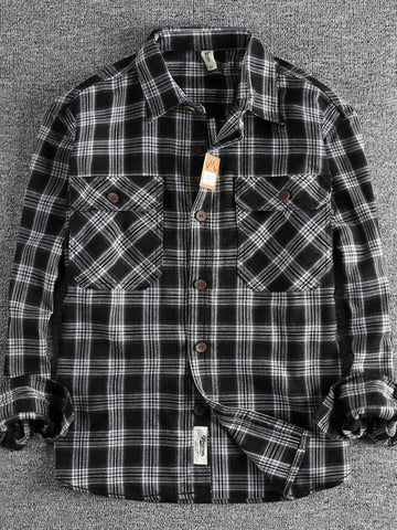 Men's Plus Size Plaid Button Down Shirt