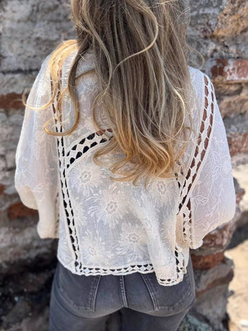 Full Size Embroidered Open Front Cardigan Plus Size