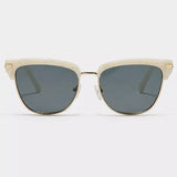 Classic Clubmaster Style Sunglasses with Gold Accents