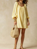 Flowy Balloon Sleeve Mini Dress