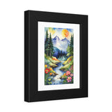 Framed Poster - Watercolor Mountain Stream Landscape