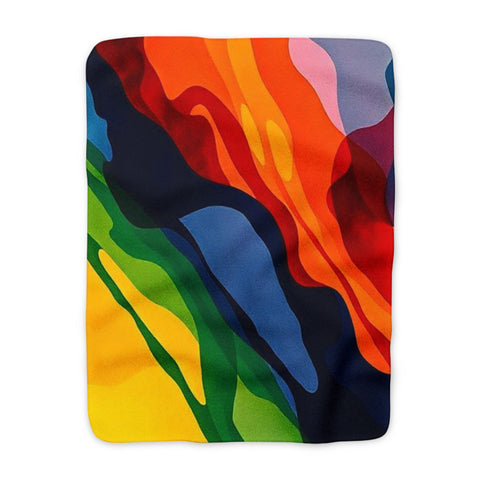 Abstract Rainbow Waves Sherpa Blanket