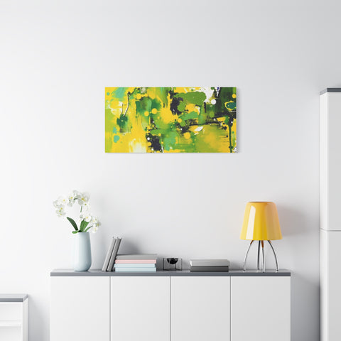 Abstract Green & Yellow Matte Canvas Print – Vibrant Modern Wall Art
