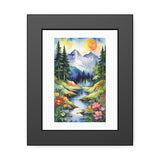 Framed Poster - Watercolor Mountain Stream Landscape