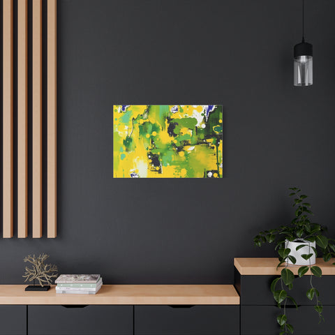 Abstract Green & Yellow Matte Canvas Print – Vibrant Modern Wall Art