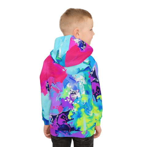Kids' Neon Splash Hoodie – Colorful Abstract All-Over Print