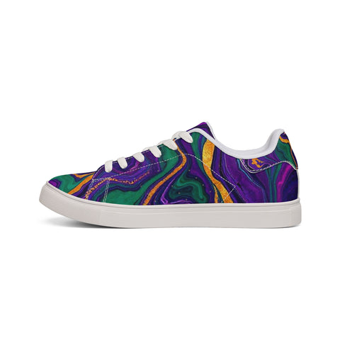 Low-Top Sneakers — Psychedelic Marble Swirl Leather