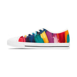 Abstract Rainbow Brushstroke Low Top Sneakers — Colorful Women's Canvas Shoes