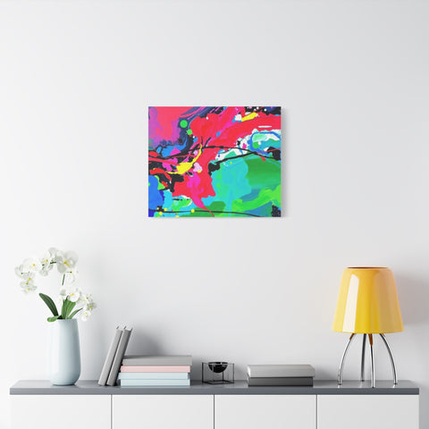 Abstract Neon Splash Matte Canvas Print — Vibrant Colorful Stretched Wall Art