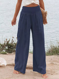 Smocked High Waisted Wide Leg Pants