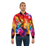 Colorful Abstract Marble Bomber Jacket — Men's Vibrant Swirl Print