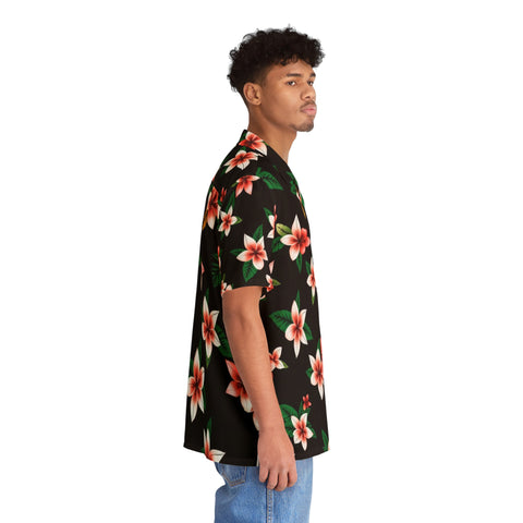 Tropical Plumeria Hawaiian Shirt — Men's Floral Aloha Button-Up