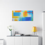 Abstract Color Field Matte Canvas Print — Vibrant Blue, Yellow & Red Stretched Wall Art