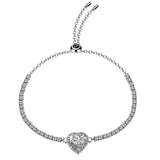 2 Carat 925 Sterling Silver Moissanite Chain Heart Bracelet