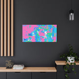 Neon Splash Abstract Canvas Print – Bright Pink & Aqua Modern Wall Art