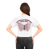 Emotionally Unavailable Since Birth Crop Tee — Pink Butterfly Graphic