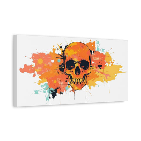 Skull Art Canvas Print – Vibrant Paint-Splash Skull Wall Decor