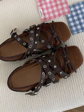 Studded Strappy Bow Slip-Ons