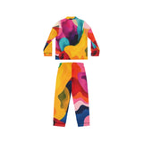 Colorful Abstract Satin Pajama Set — Women's Vibrant Lounge PJs