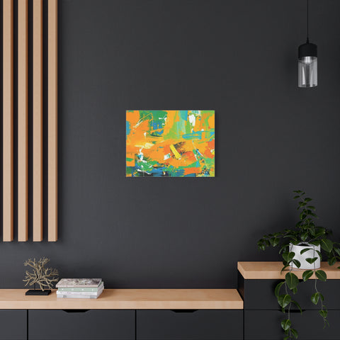 Abstract Orange & Green Canvas Art — Vibrant Modern Wall Decor