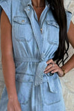 Casual Tie Waist Denim Mini Dress