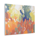 Abstract Colorful Brushstroke Matte Canvas Wall Art – Vibrant Orange & Green Stretched Print