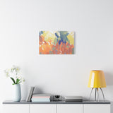Abstract Colorful Brushstroke Matte Canvas Wall Art – Vibrant Orange & Green Stretched Print