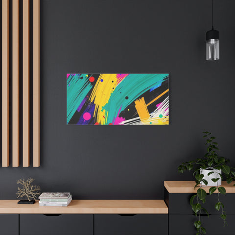 Abstract Neon Brushstroke Canvas Print — Colorful Modern Wall Art
