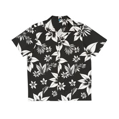 Black & White Tropical Hawaiian Shirt — Men's Floral AOP Button-Up