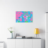 Neon Splash Abstract Canvas Print – Bright Pink & Aqua Modern Wall Art