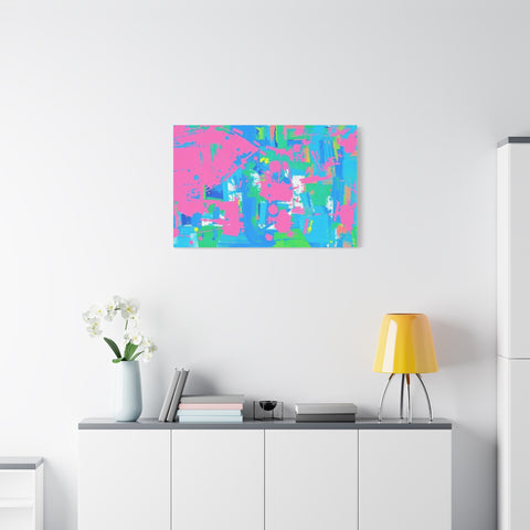 Neon Splash Abstract Canvas Print – Bright Pink & Aqua Modern Wall Art