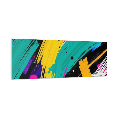 Abstract Neon Brushstroke Canvas Print — Colorful Modern Wall Art
