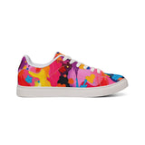 Men's Low-Top Sneakers — Vibrant Abstract Paint Splash Leather Shoes