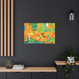 Abstract Orange & Green Canvas Art — Vibrant Modern Wall Decor