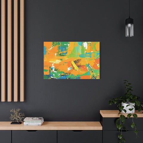 Abstract Orange & Green Canvas Art — Vibrant Modern Wall Decor
