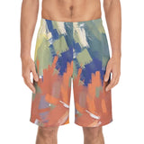 Abstract Brushstroke Men's Board Shorts — Colorful Summer Swim Trunks