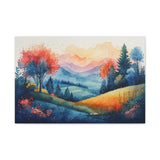 Watercolor Mountain Landscape Canvas Print — Stretched Matte Wall Art