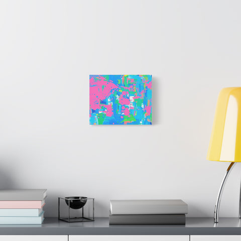 Neon Splash Abstract Canvas Print – Bright Pink & Aqua Modern Wall Art